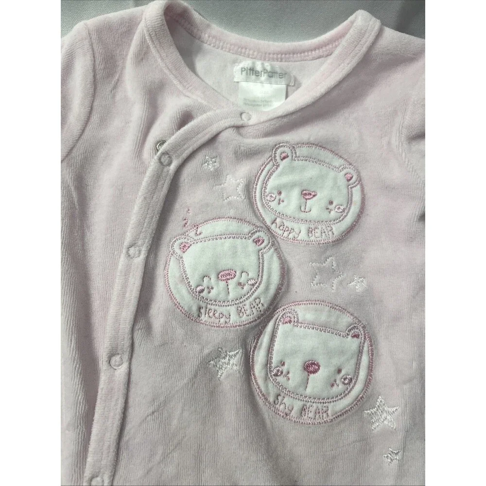Vintage Pitter Patter Pink Baby Footed One Piece sz 0-3 Months - Picture 9 of 10